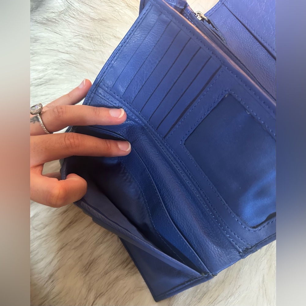 NWOT Artisans In India 100% Genuine Blue Multi Leather Woven Trifold Wallet - Picture 8 of 16
